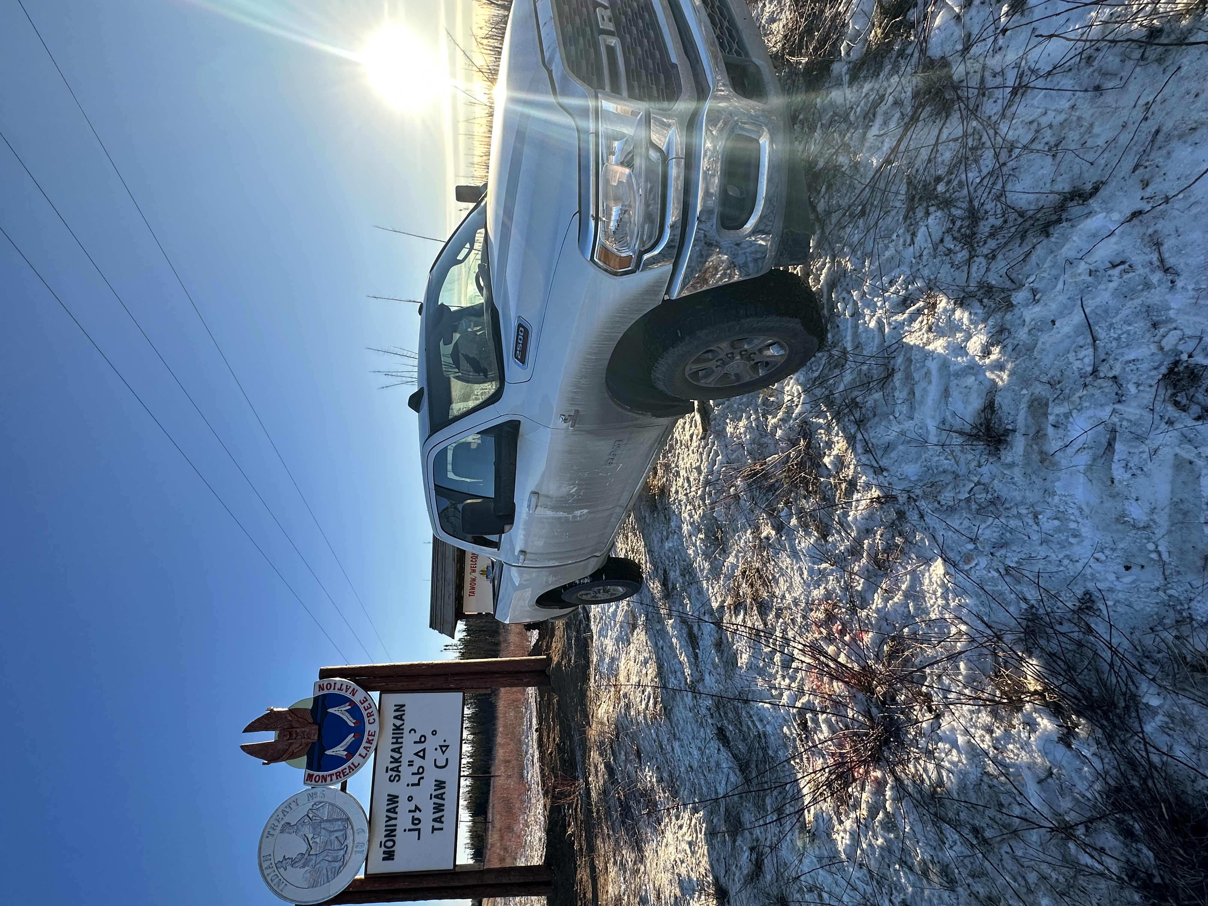 Completed Moniyaw Sakahikan sign on community approach at sunset