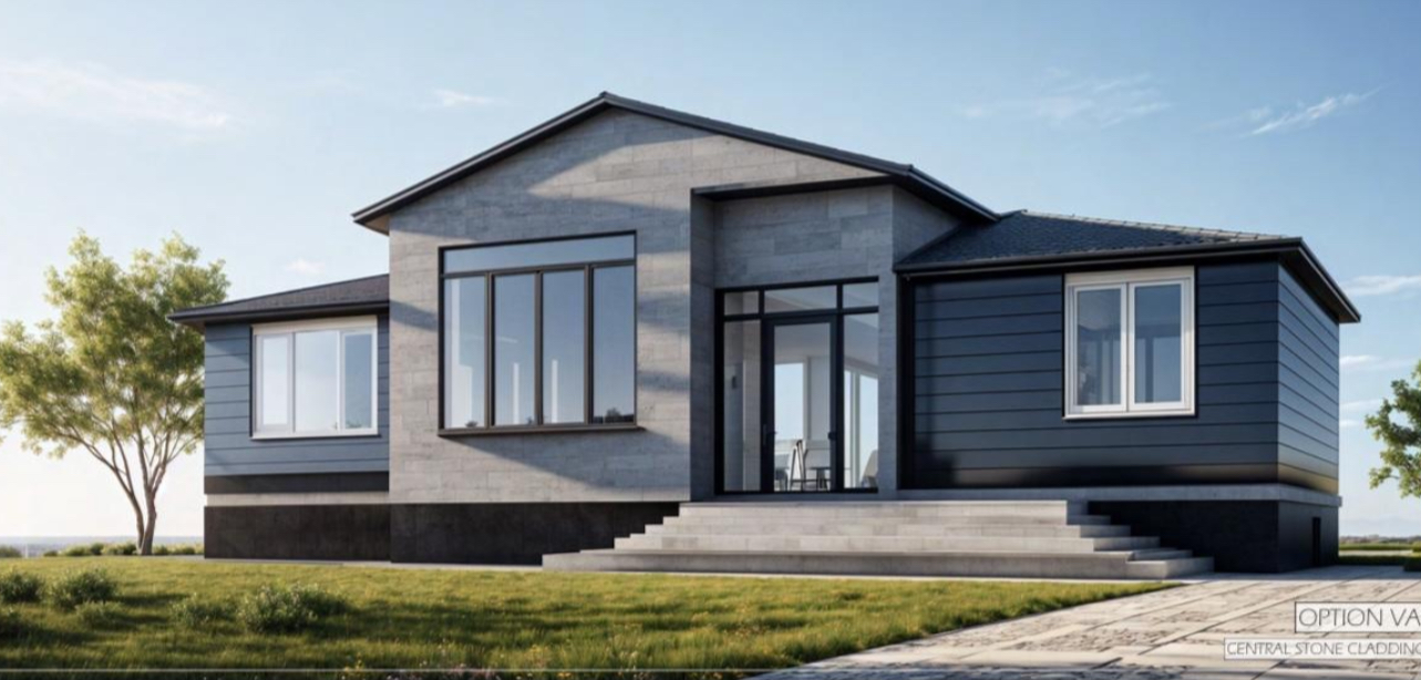 The Elk model — side view with stone cladding